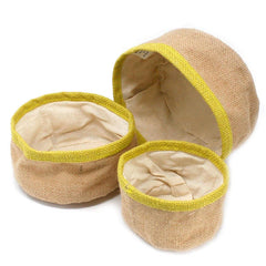 Natural Jute Basket Set - Lime Green