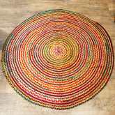 Round Jute and Upcycled Cotton Rug -150 cm