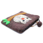 Felt Zipper Pouch - Owl on Branch