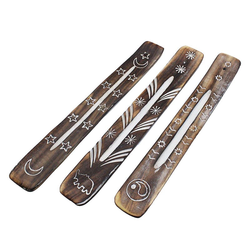 Incense Holders-White Washed Wood