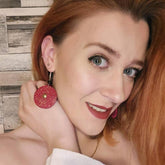 Gourd Earrings-Dotty Red Disk