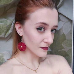 Gourd Earrings-Dotty Red Disk