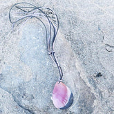 Purple Teardrop Shell On Cord Necklace