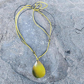 Yellow Teardrop Shell on Cord Necklace