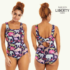 Recycled Lycra X-Back Swimsuit - Liberty Zoo Print - Monroe