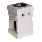 Oil Burner Hand Carved Sandstone-Leaf Design