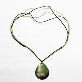 Green Teardrop Shell on Cord Necklace