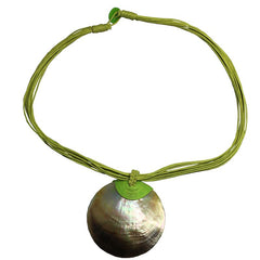 Moon Shell with Green Cord Necklace