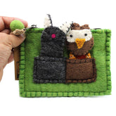 Felt Finger Puppet Pouch- Owl and Pussycat