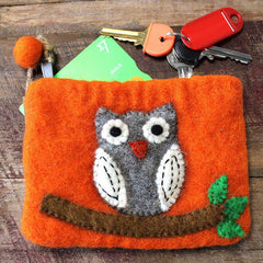 Felt Zipper Pouch - Owl on Branch