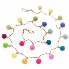 Handmade Biodegradable Needle Feltbulb Garland - Festive Decoration