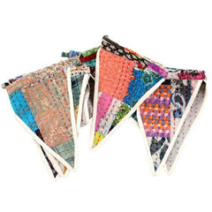 Upcycled Kantha Stitch Bunting - Rainbow Life