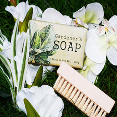 Gardener's Exfoliating Olive Soap and Wooden Nailbrush Set
