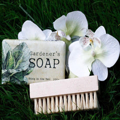 Gardener's Exfoliating Olive Soap and Wooden Nailbrush Set