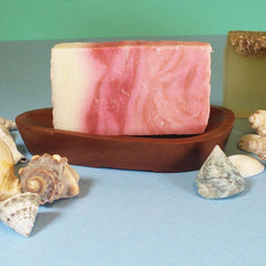 Soap Dish Pebble Shape Mahogany Wood