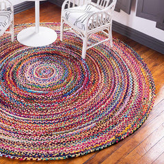 Round Jute and Upcycled Cotton Rug - 120 cm