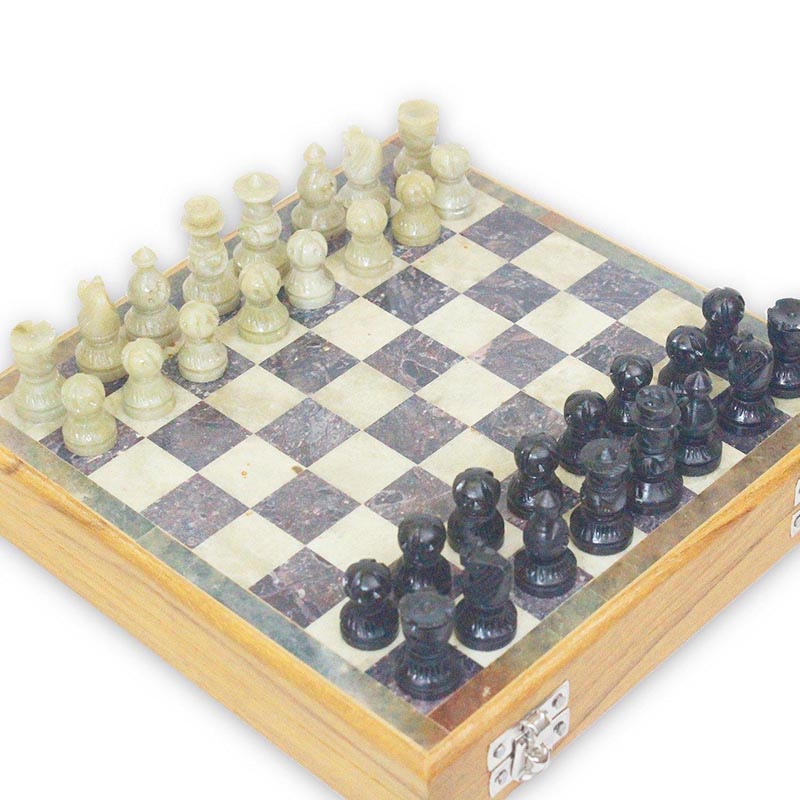 Chess Set-Teak & Soapstone, Medium