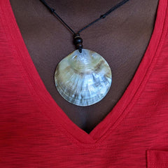 Large Sea Shell Pendant with Coco Beads