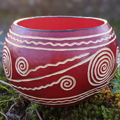 Kenyan Large Gourd Bowl-Hand Carved