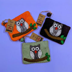 Felt Zipper Pouch - Owl on Branch