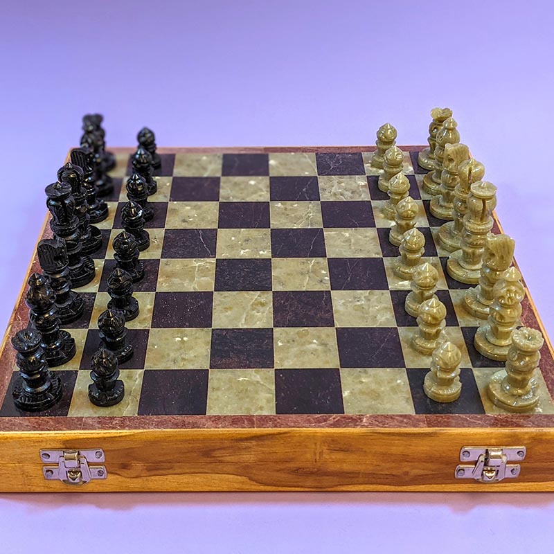 Chess Set - Teak and Soapstone, Large