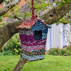 Upcycled Sari Bird House-Tall