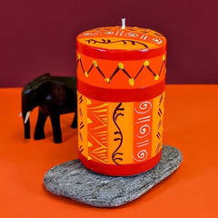 Hand Painted Large Pillar Candle, Zahabu