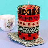 Hand Painted Large Pillar Candle, Indabuko