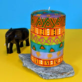 Hand Painted Large Pillar Candle, Shahida