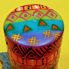 Hand Painted Large Pillar Candle, Shahida