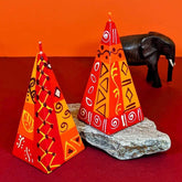 Hand Painted Pyramid Candles, 2 pack, Zahabu