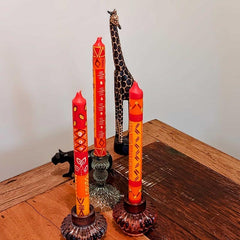 Hand Painted Dinner Candles, 3 pack, Zahabu