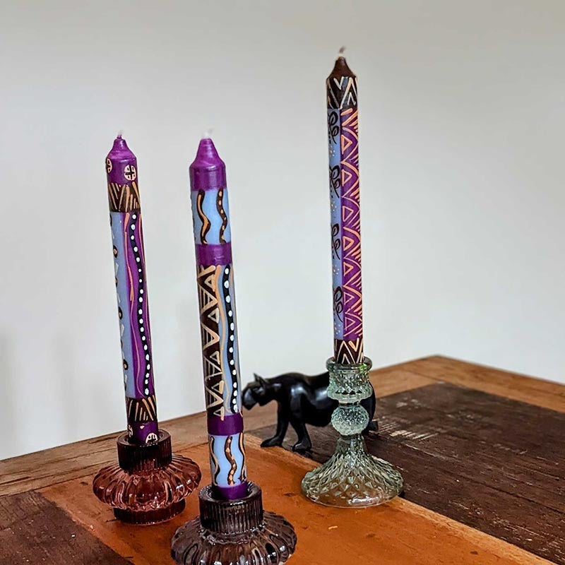 Hand Painted Dinner Candles, 3 pack, Kbazi
