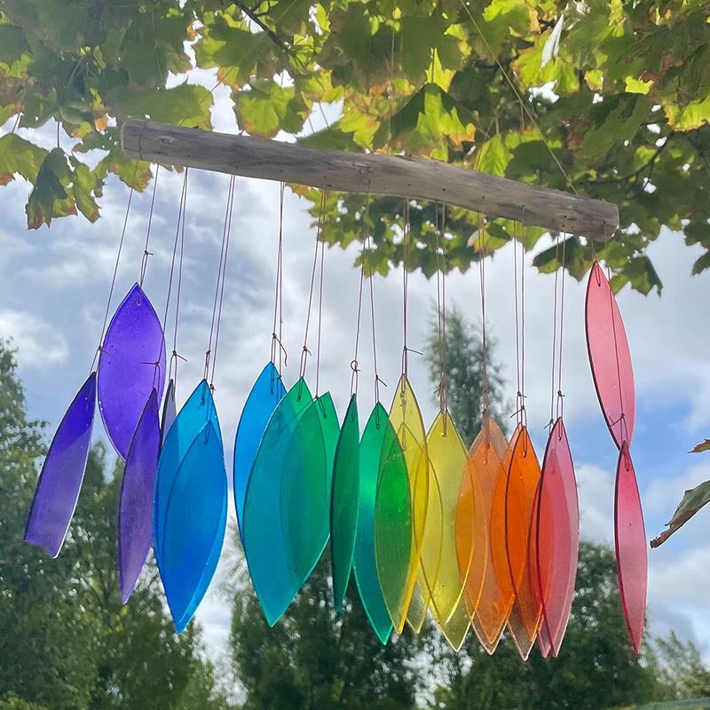 Upcycled Rainbow Glass Wind Chime