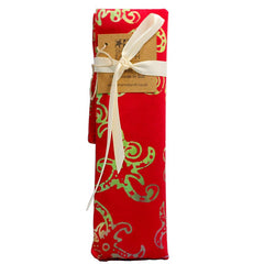 Bamboo Cutlery Set in Red Cotton Pouch.