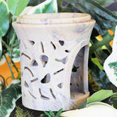 Soapstone Oil Burner-Leaf Design