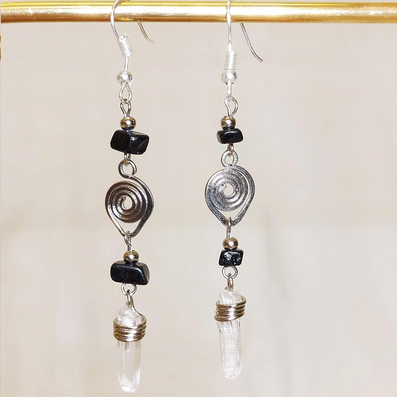 Stone Spiral Earrings-Various Colours