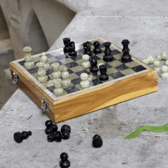 Medium Chess Set-Handcarved Soapstone - Rainbow Life