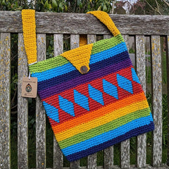 Crochet Shoulder Bag - Rainbow & Yellow