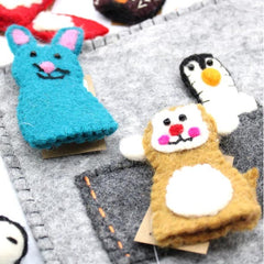 Felt Tablet Carry Pouch with 3 Finger Puppets