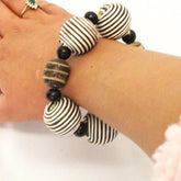 Wrapped Wooden Bead Bracelet - White