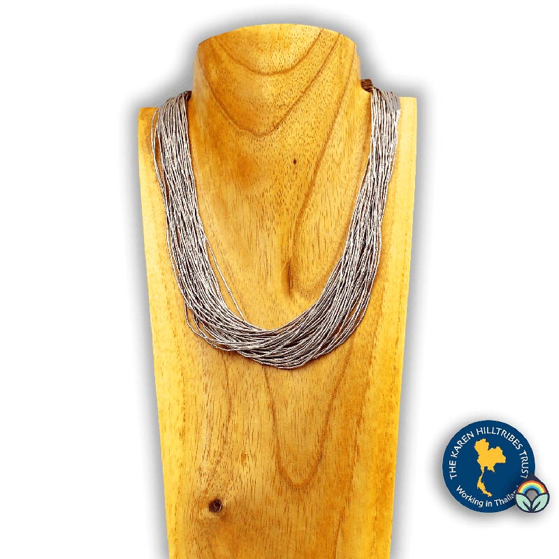 Handcrafted Karen Hill Tribe Silver Bead 40 Strand Necklace
