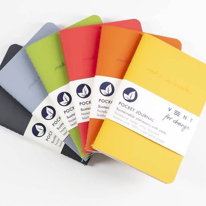 Recycled Leather Bound Pocket Journal-6 colours - Rainbow Life