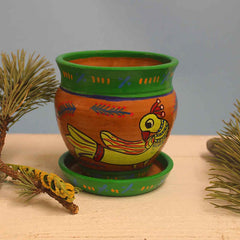 Mithila Round Pot and Saucer