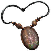 Hand Painted Oval Wood Pendant