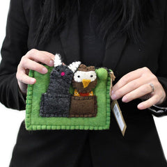 Felt Finger Puppet Pouch- Owl and Pussycat