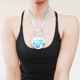 Shell Necklace With Flower Painting on Ribbon