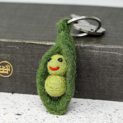 Handmade Felt Peas in a Pod Friendship Keyrings - Rainbow Life