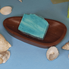 Soap Dish Pebble Shape Mahogany Wood - Rainbow Life