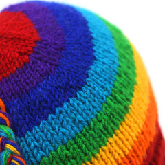 Rainbow Woollen Earflap Hat- Handmade